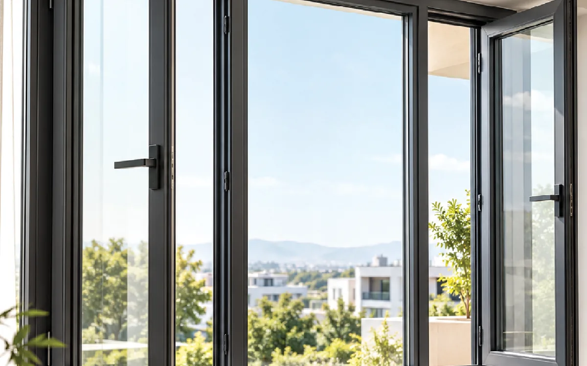 Omega Nestcraft uPVC casement windows opening onto a city view